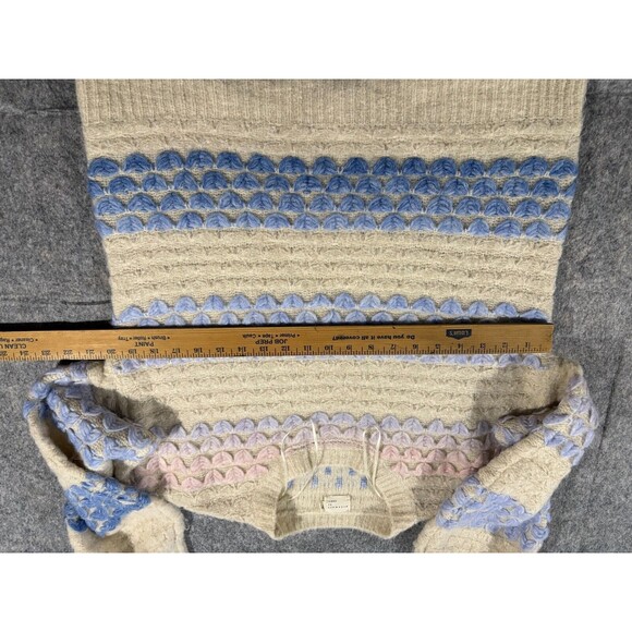 Dreamers by Debut Sweater Ivory Women's Tulips Crew Neck Warm Soft Pullover S/M - Picture 6 of 10